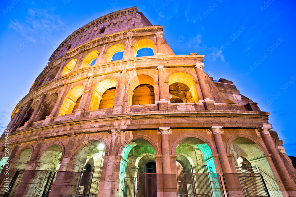 Majestic Colosseum of Rome evening colorful view