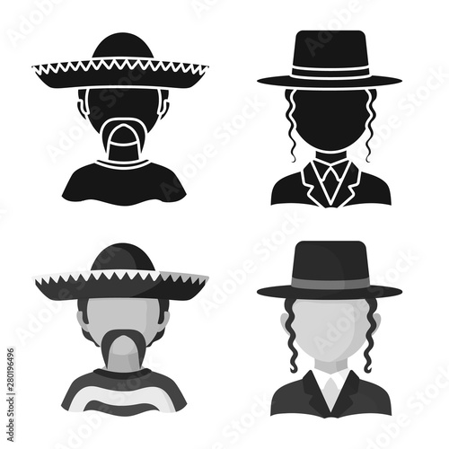 Vector illustration of imitator and resident logo. Collection of imitator and culture stock vector illustration.