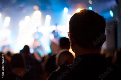 Wallpaper Mural Cheering crowd in concert show having fun and applause in front of stage lights Torontodigital.ca
