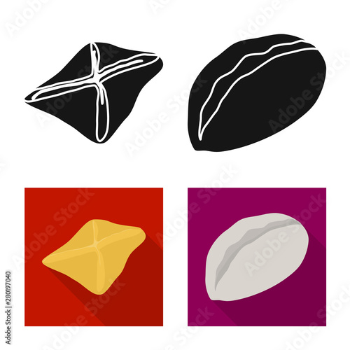 Vector illustration of products and cooking icon. Set of products and appetizer stock vector illustration.