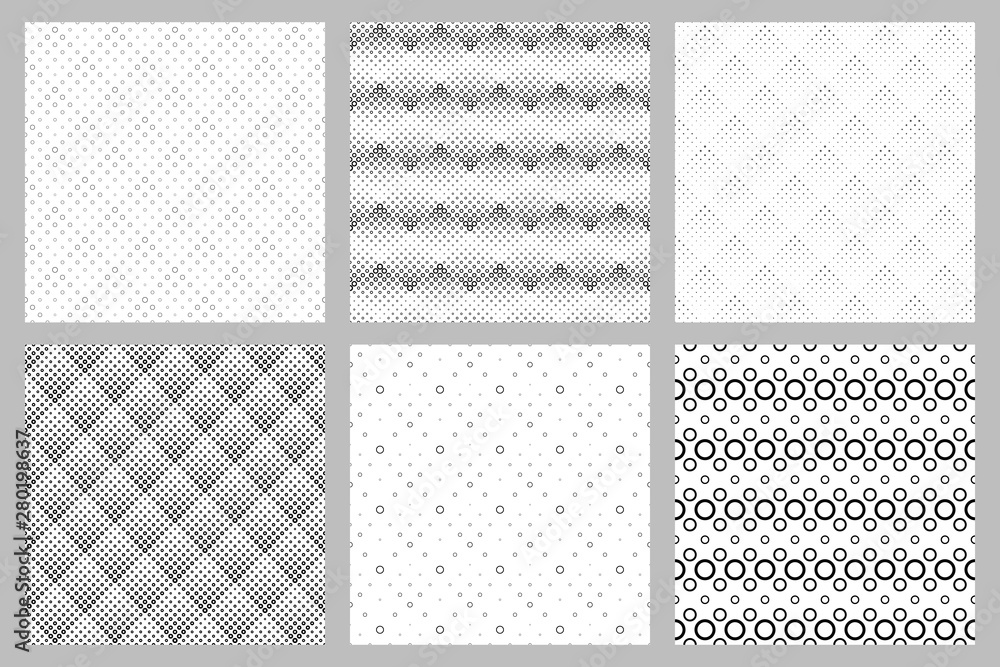 Seamless geometrical ring pattern background design collection - abstract vector illustrations from rings