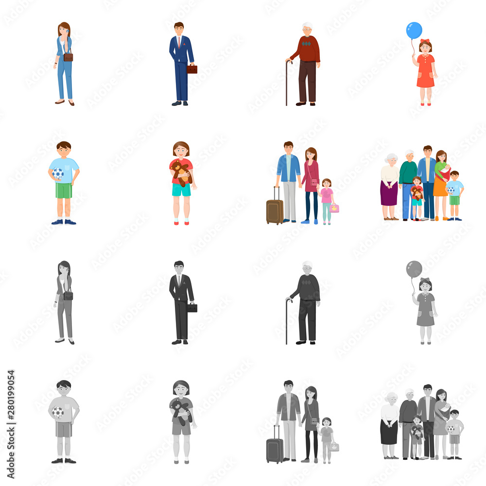 Isolated object of character and avatar icon. Set of character and portrait vector icon for stock. Isolated object of character and avatar icon. Set of character and portrait vector icon for stock.