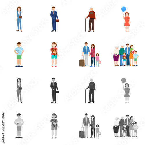 Isolated object of character and avatar icon. Set of character and portrait vector icon for stock.