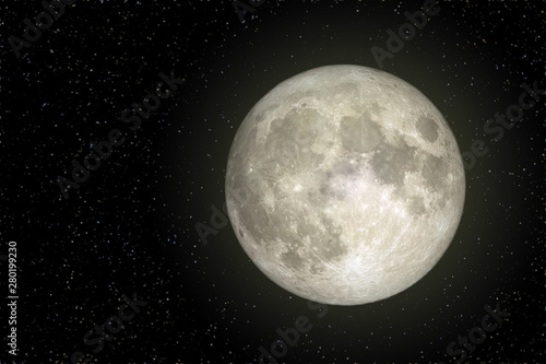 Full Moon view from space in night sky. (Elements of this image furnished by NASA.)