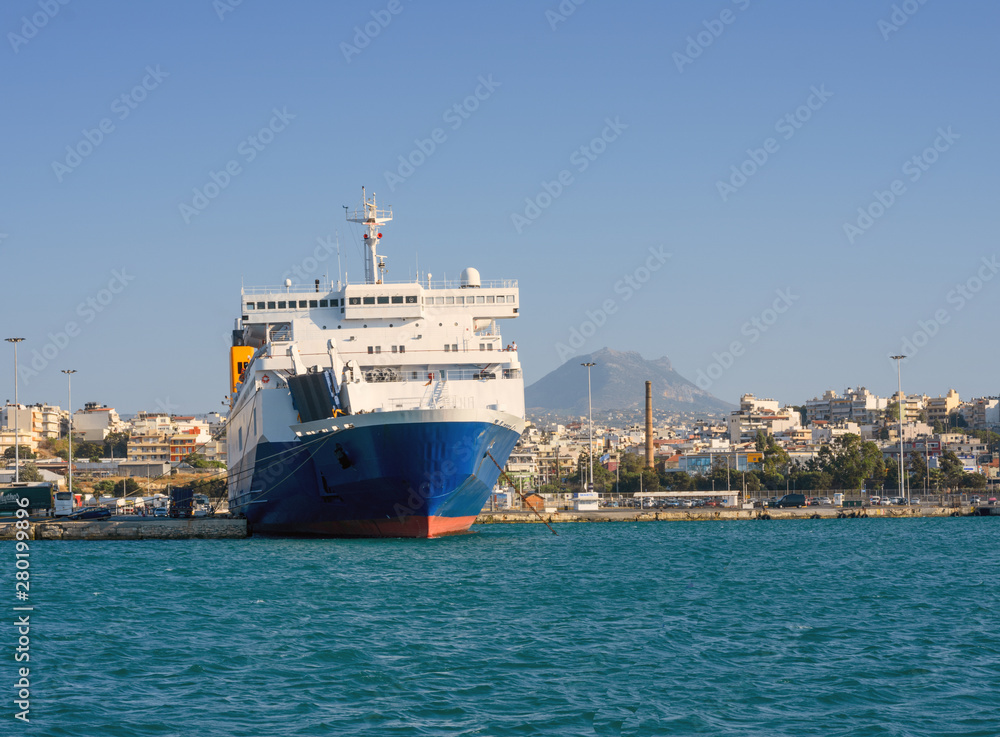 Passenger liner in a port