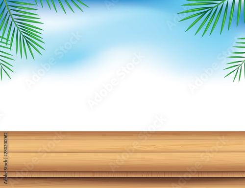 tropical beach background with palm trees