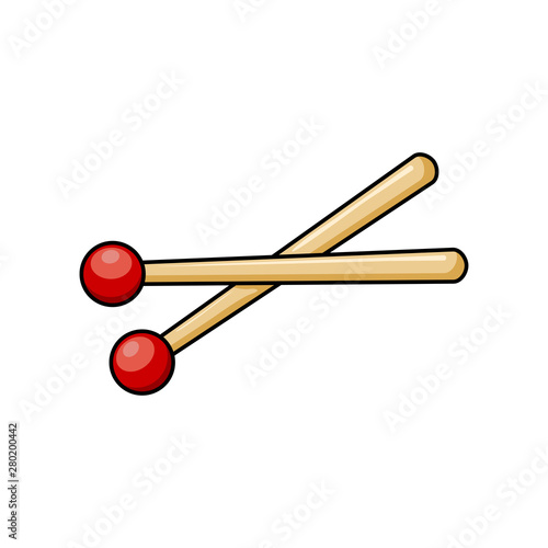 Drum sticks cartoon icon symbol design isolated on white background