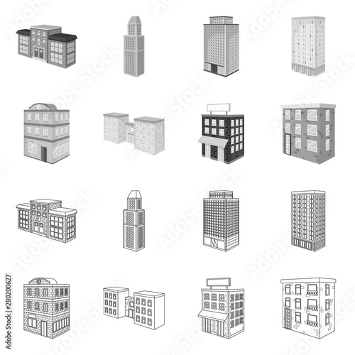 Isolated object of construction and building logo. Collection of construction and estate stock vector illustration.