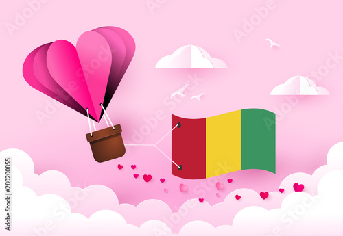 Heart air balloon with Flag of Guinea for independence day or something similar
