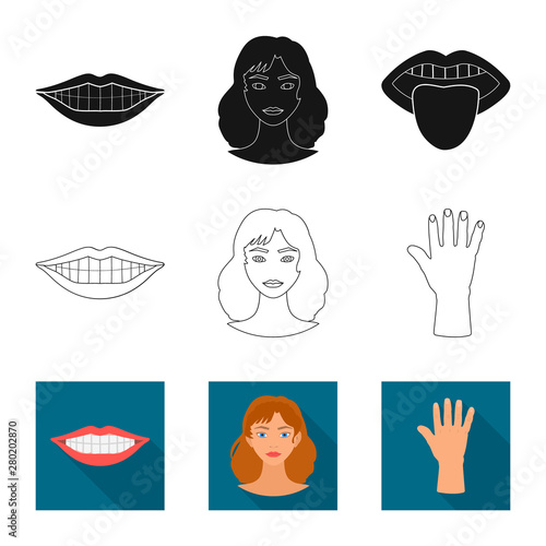 Isolated object of body and part symbol. Set of body and anatomy stock symbol for web.