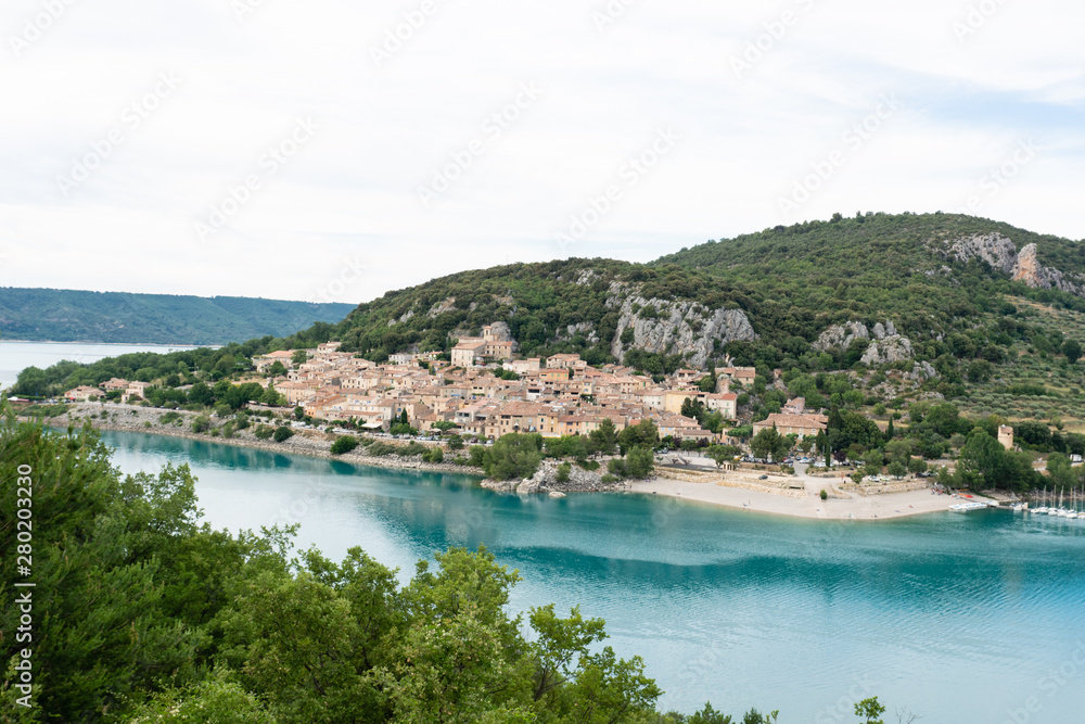 Verdon, Provence-Alpes-Cote d'Azur, France. Landscape of St Croix Lake in the Gorges Du Verdon in south-eastern France. Provence-Alpes-Cote d'Azur.