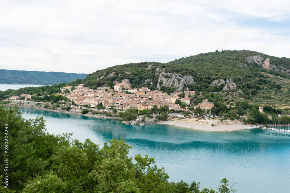 Verdon, Provence-Alpes-Cote d'Azur, France. Landscape of St Croix Lake in the Gorges Du Verdon in south-eastern France. Provence-Alpes-Cote d'Azur.