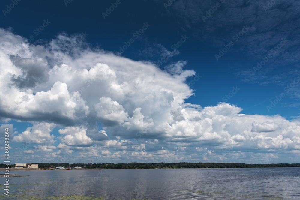 Obraz premium Daugava river in summer afternoon, Latvia.