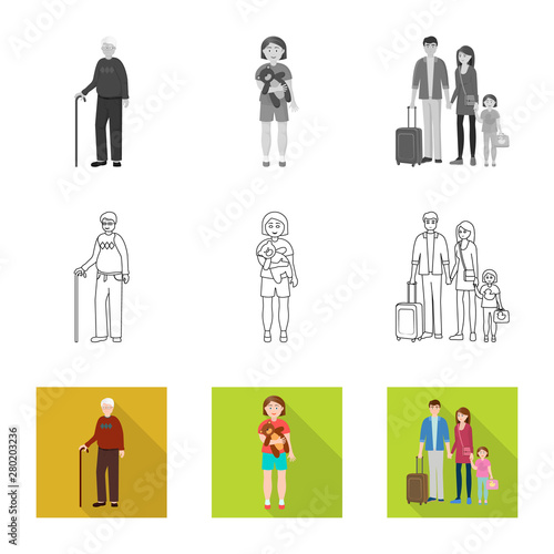 Isolated object of character and avatar symbol. Collection of character and portrait vector icon for stock.