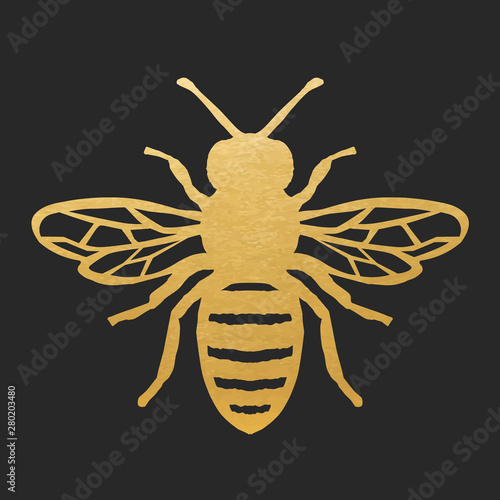 Bee-simple_1_goldGolden Honey Bee Shape On Black Background Fototapete