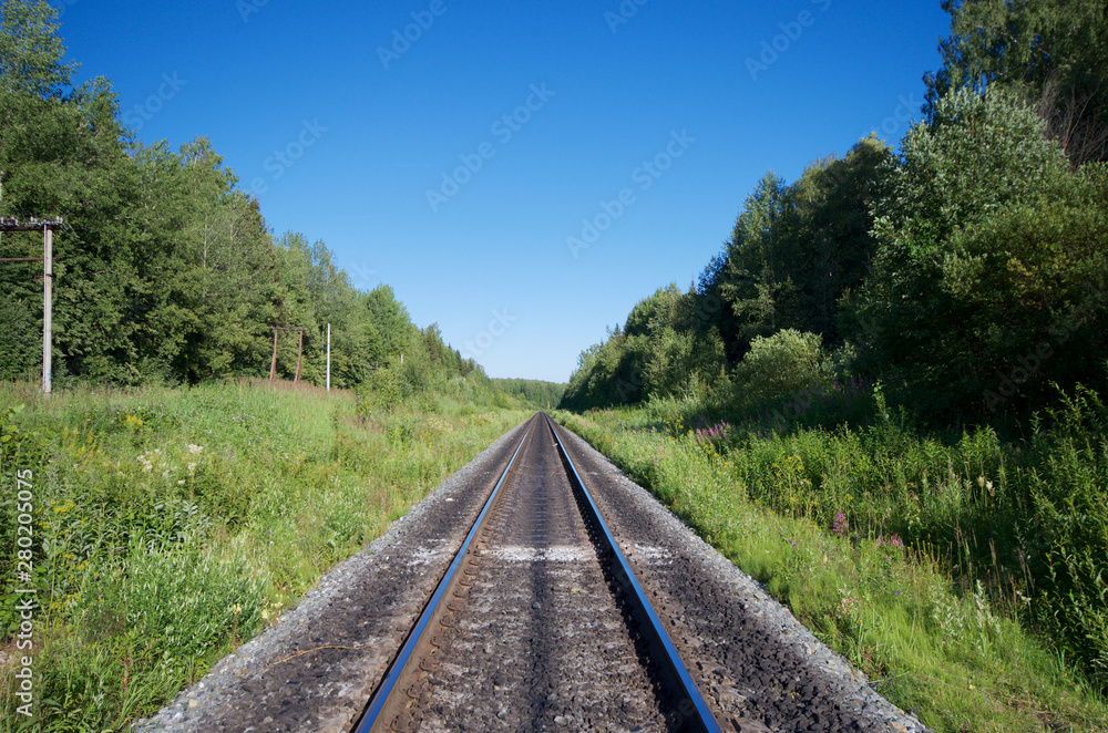 Fototapeta premium Railway station Uglovaya. Yakshur-Bodyinsky district, Udmurt Republic, Russia