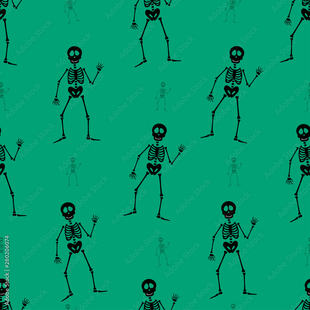 Abstract seamless halloweenskeleton pattern for girls or boys. Creative ...