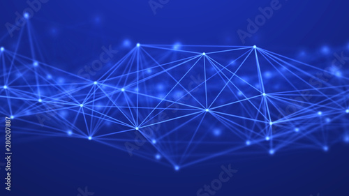 Abstract digital network connection. Technology background. Big data. 3D rendering