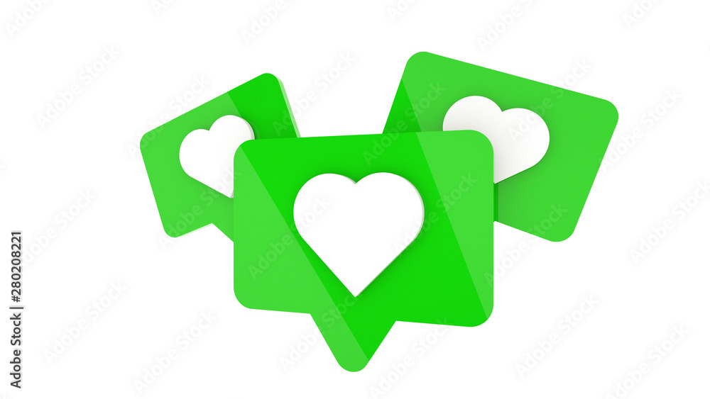 Green like icons on white background, 3d rendering Green like icons on white background, 3d rendering