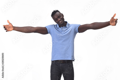 african man hugging on white background