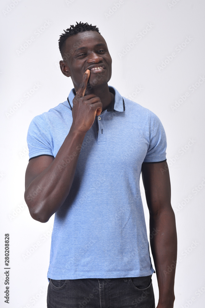 man with pain on lip on white background man with pain on lip on white background