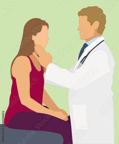 Doctor Examining Patient's Neck 