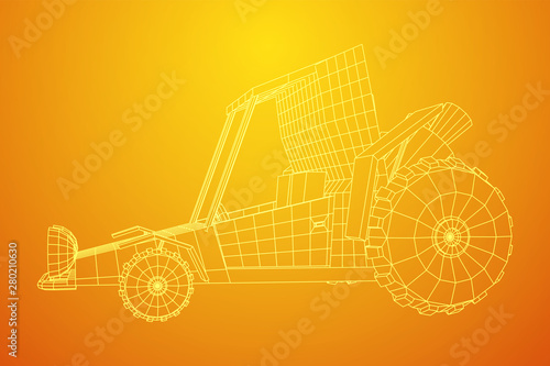 Off road dune buggy car. Terrain vehicle. Outdoor car racing, extreme sport oncept. Wireframe low poly mesh vector illustration
