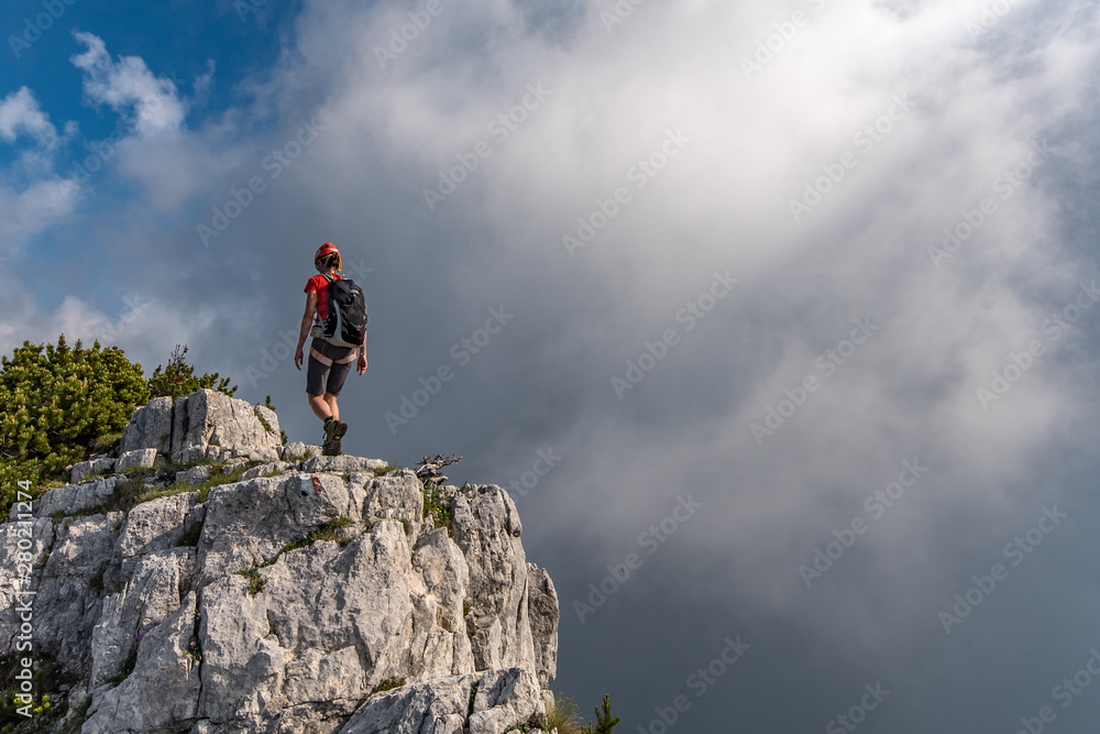 A hiker in the Italian Alps