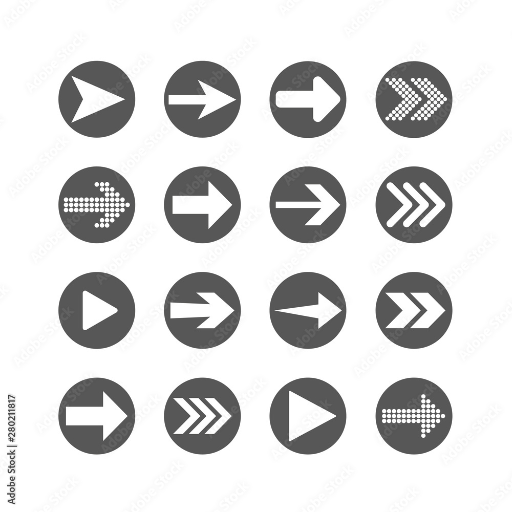 Arrow icon set. Vector illustration, flat design. Arrow icon set. Vector illustration, flat design.