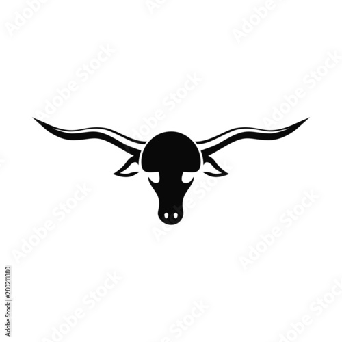 Silhouette longhorn-animal.Illustration of longhorn silhouette on a white background photo