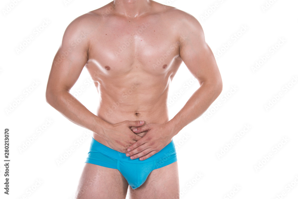 Health and lifestyle. Male problems. White background. Health and lifestyle. Male problems. White background.