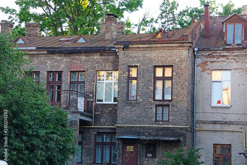 The old courtyard of Brest in the rays of the setting sun. Belarus photo