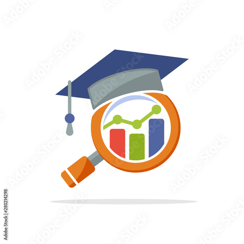 Illustration icons with the concept of business and economic analysis education