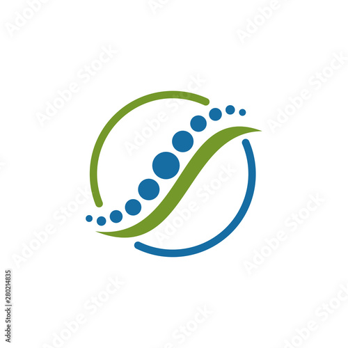 square chiropractic spine logo design vector icon anatomy logo