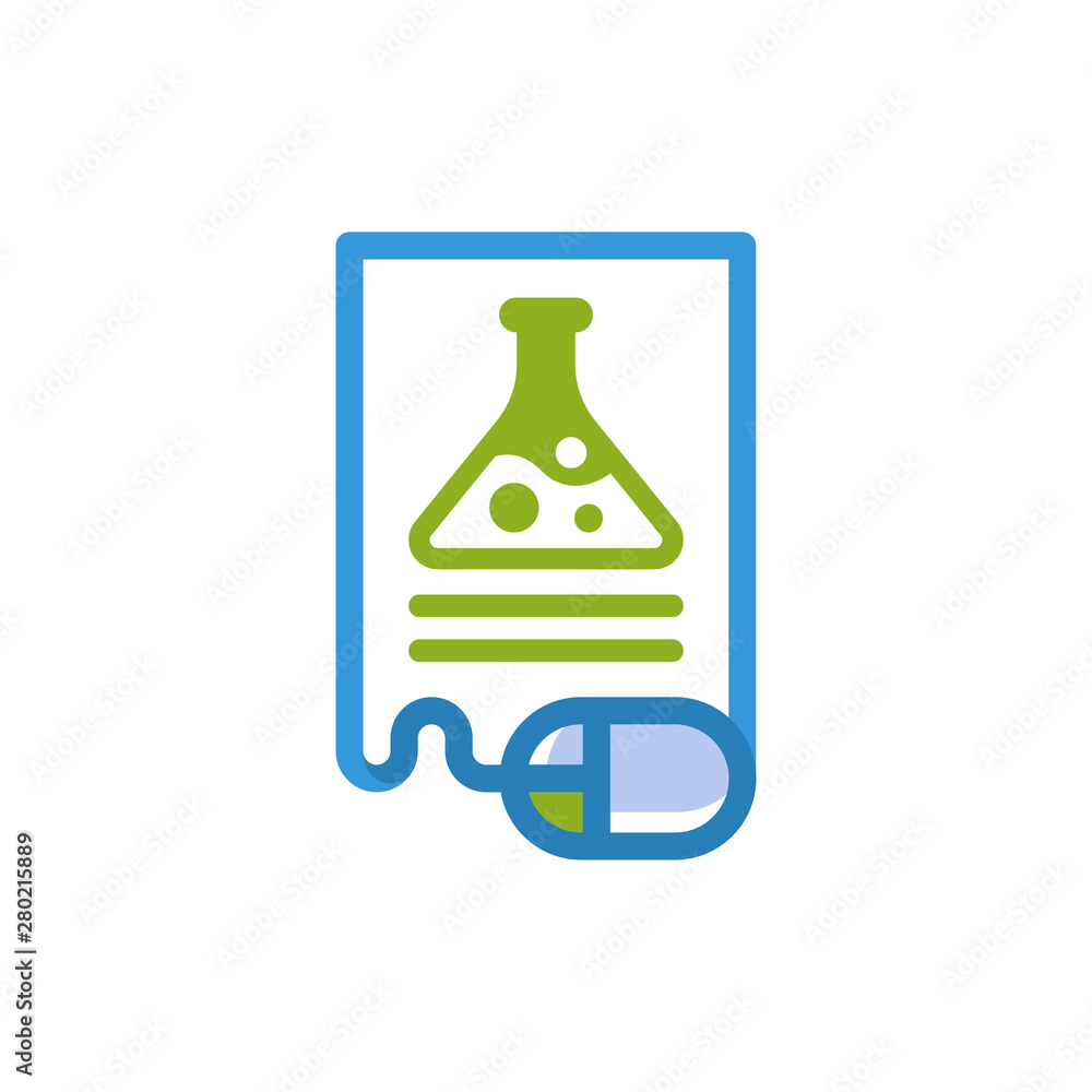 Illustration icon with the concept of an online laboratory analysis report Illustration icon with the concept of an online laboratory analysis report