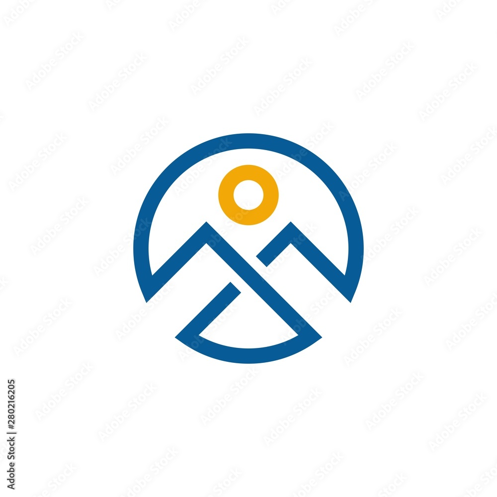 Mountain and Sun Nature Outdoor Camp Park Simple Isolated Logo Vector Mountain and Sun Nature Outdoor Camp Park Simple Isolated Logo Vector