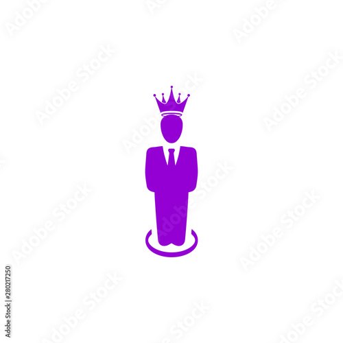 Award, business, performance, success, team, winner, crown on head violet color icon