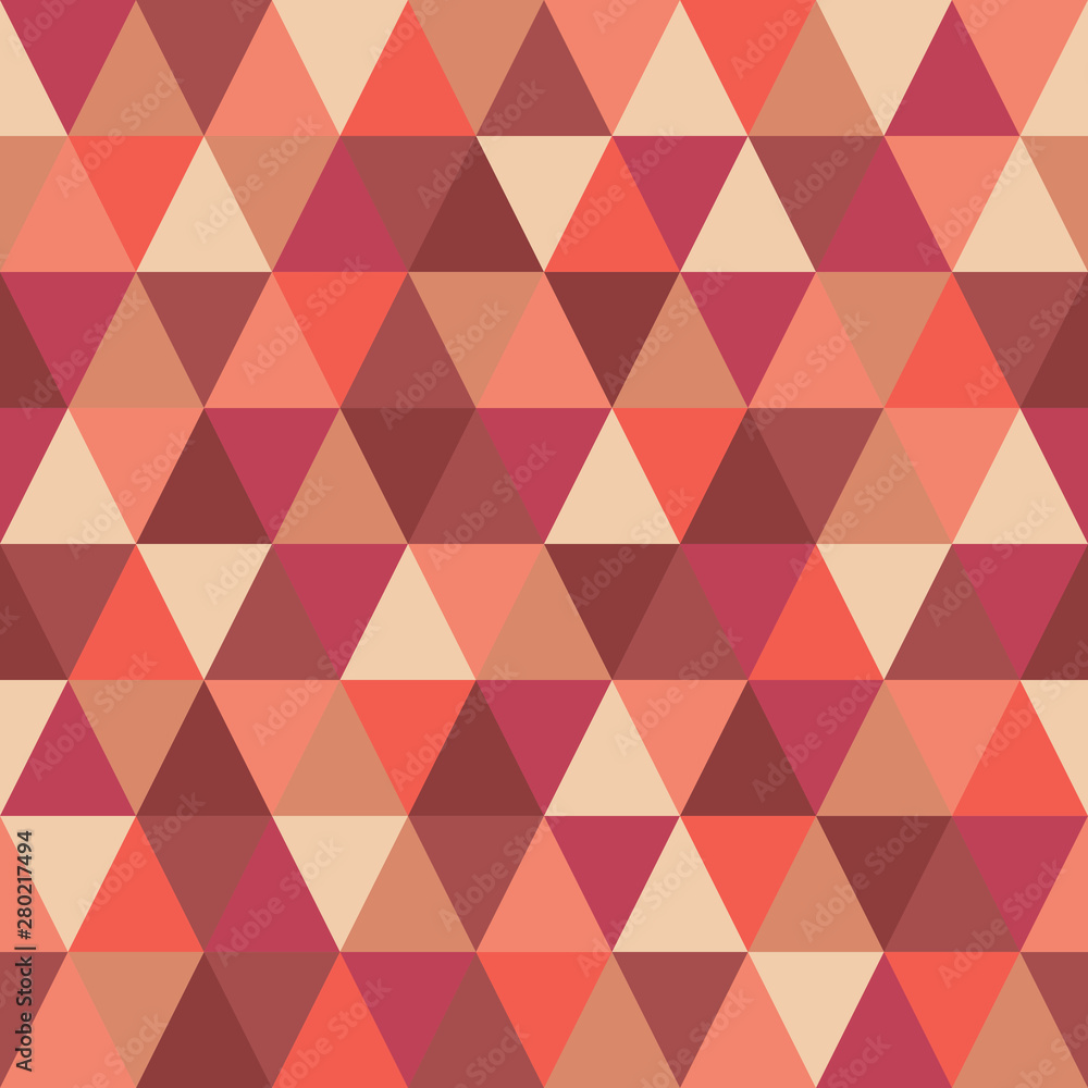 Seamless stylish pattern. Triangles. Warm, autumn colors. The repeating background. Beautiful retro backing