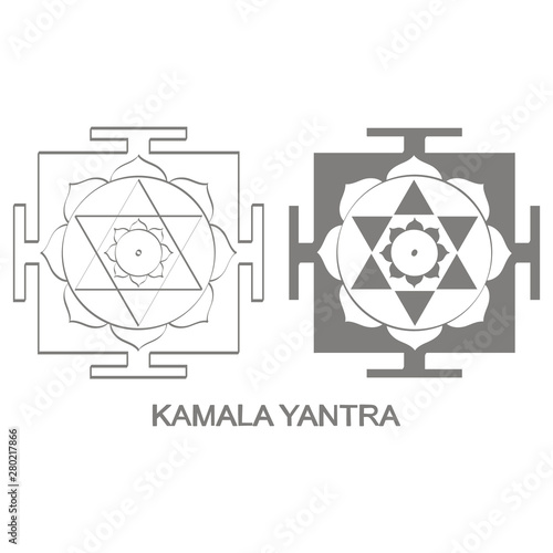 Vector icon with Kamala Yantra Hinduism symbol