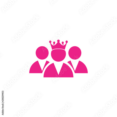 Award, business, performance, success, team, winner, crown on head pink color icon