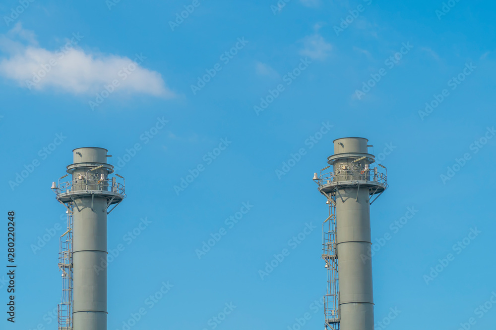 Industrial chimney of power plant and oil refinery Industrial chimney of power plant and oil refinery