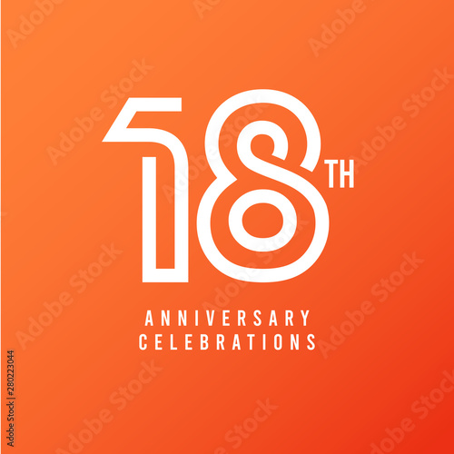 18 Th Anniversary Celebration Vector Template Design Illustration