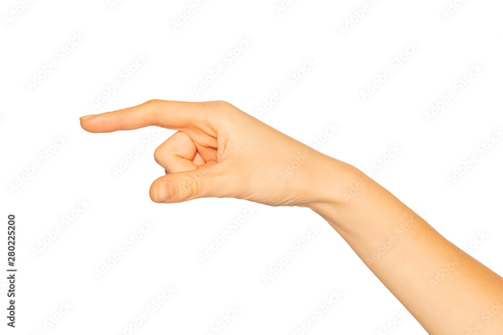 Hand holding something between finger and thumb Hand holding something between finger and thumb