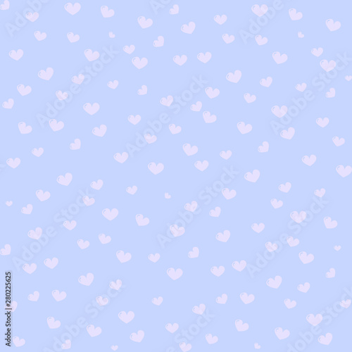 Vector romantic pattern. Hearts print. Blue background