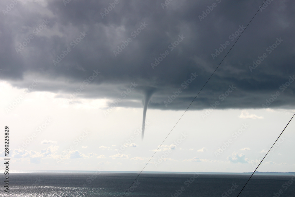 Formation of a tornado over the sea