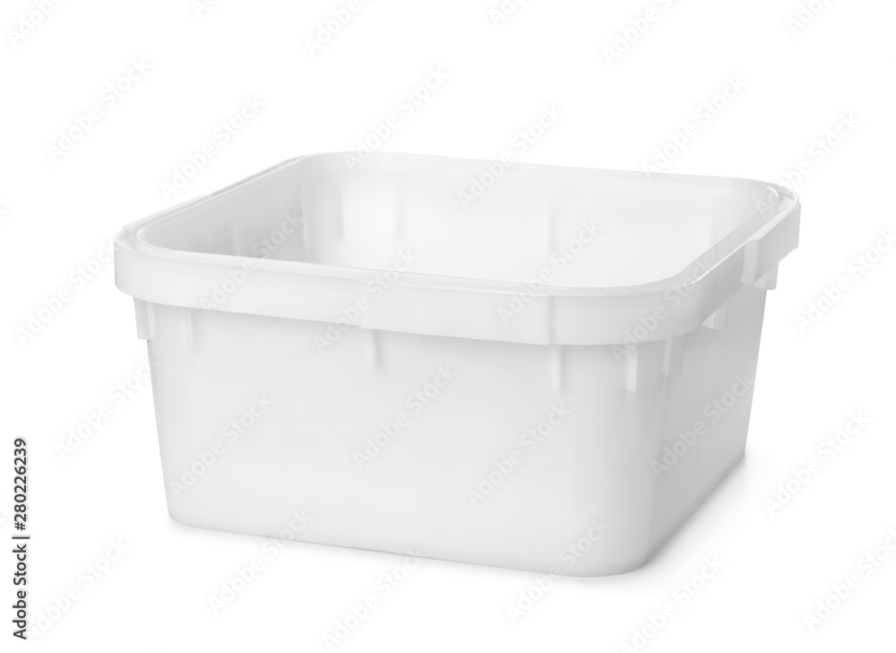 White plastic nest storage bin White plastic nest storage bin
