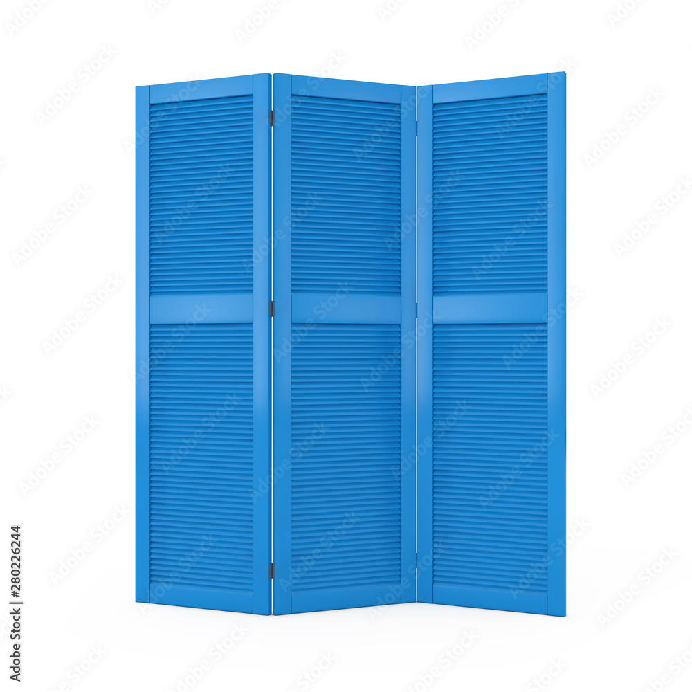 Blue Folding Wooden Dress Screen. 3d Rendering Blue Folding Wooden Dress Screen. 3d Rendering