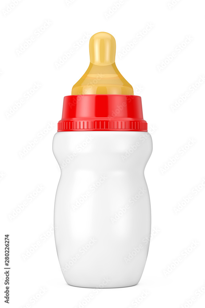 Empty Blank Baby Milk Bottle with Pacifier Mock Up. 3d Rendering Empty Blank Baby Milk Bottle with Pacifier Mock Up. 3d Rendering