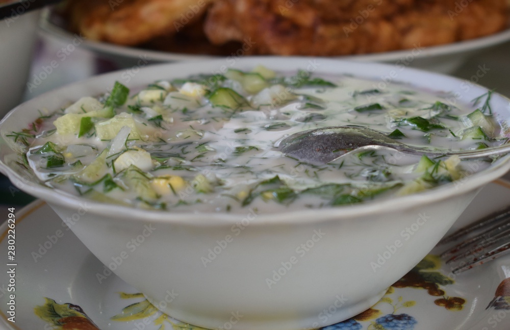 cold soup with fresh vegetables cold soup with fresh vegetables