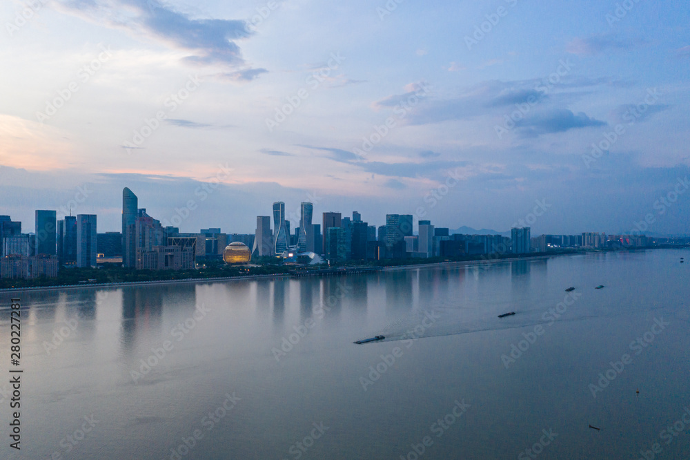 city skyline in hangzhou china